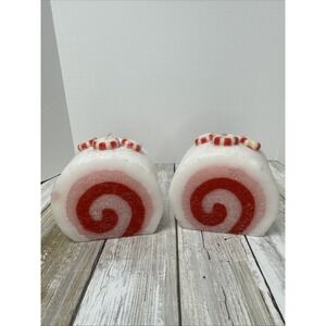 2Threshold Candle Figural Christmas Peppermint Candy Rolls Winter Glitter Dusted